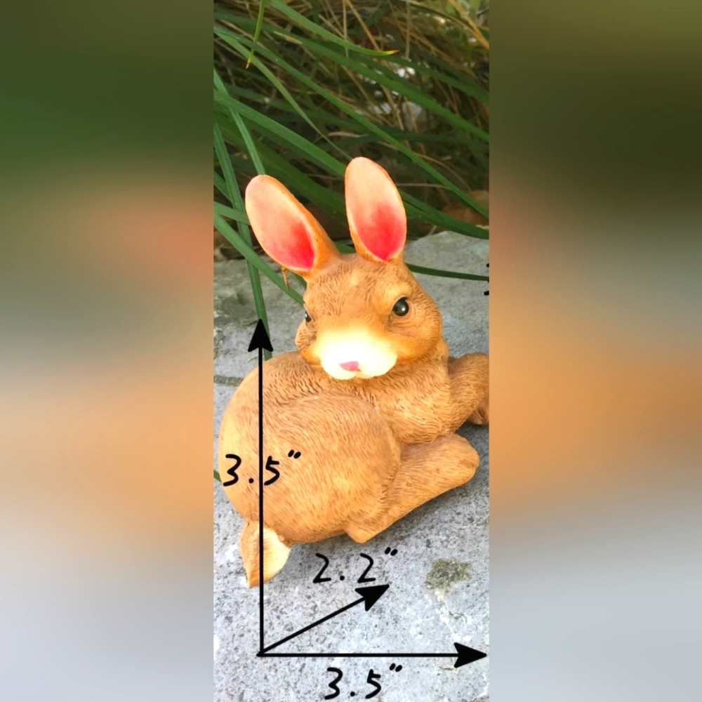Resin Outdoor Decor Fleshcolor Bunny Garden Rabbits Statue Lawn Decoration 3.5"